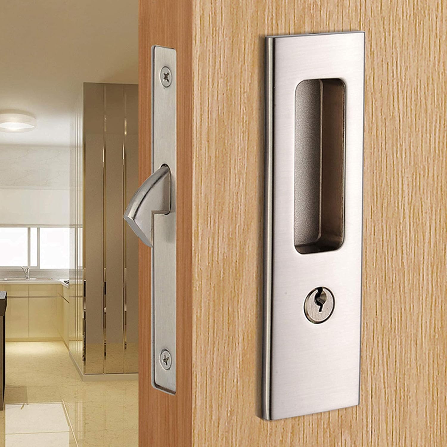 Cerradura Puerta Corrediza Para Puerta Madera Dormitorio SL01 - Imagen 2